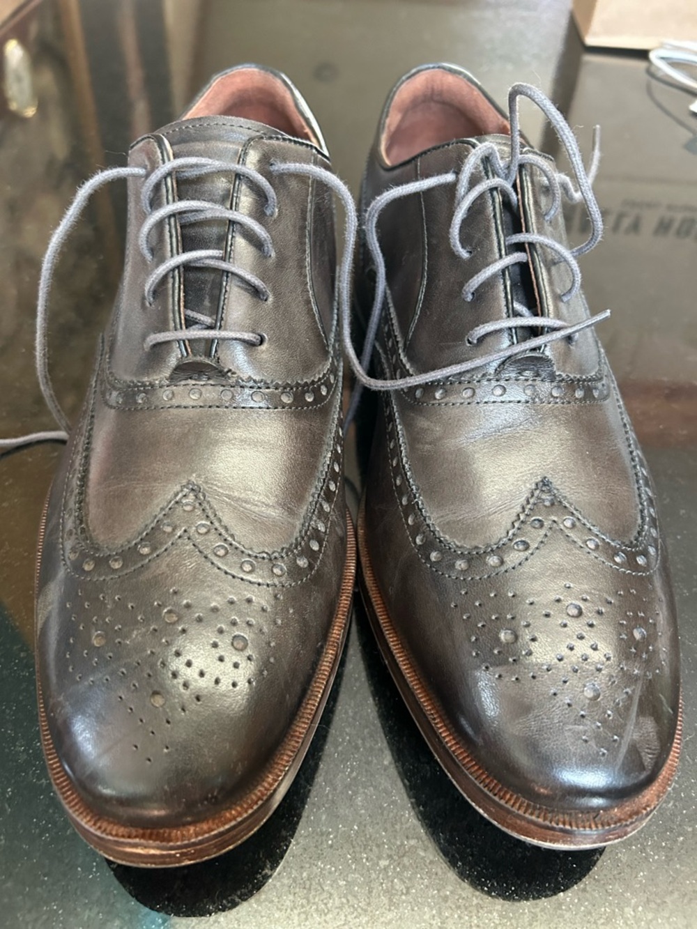 Cole Haan Black Leather Wingtip Oxfords